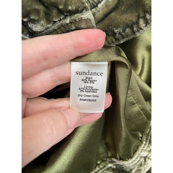 Sundance Velvet Jacket Olive Green Button Front Trucker Style Size Large - Picture 5 of 6